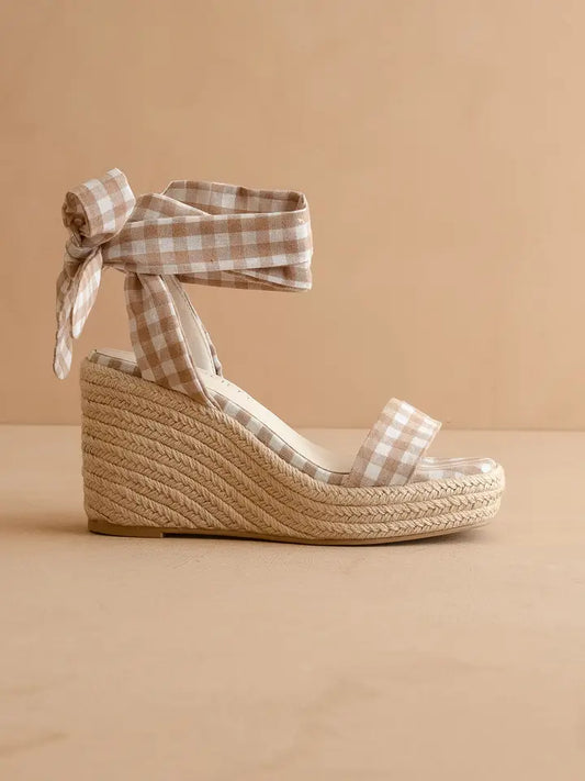 The Oceana | Latte Gingham Wrap Wedge