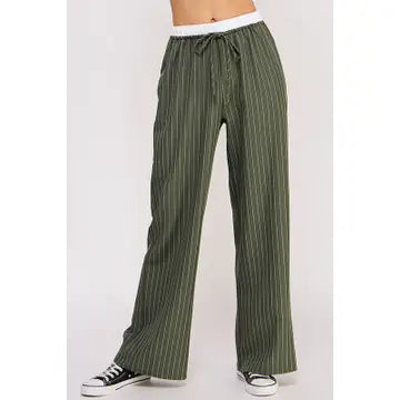 Pinstripe Wide Leg Pants