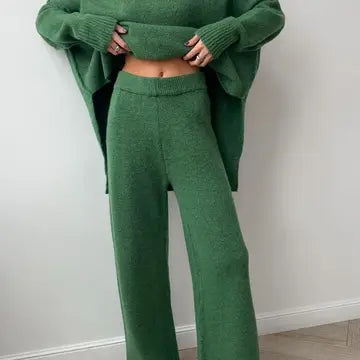 Turtleneck Sweater Wide Leg Pant Set