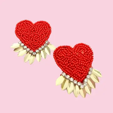 Red Heart Spike Earring