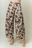 Cow Animal Printed Washed Barrel Jeans