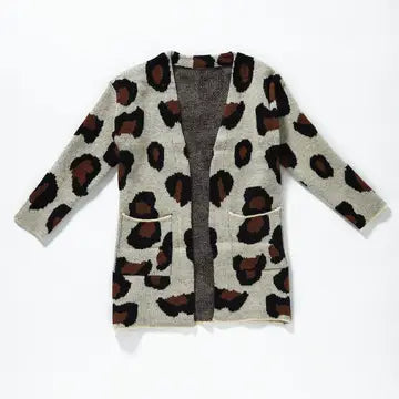 Girls Leopard Sweater Cardigan