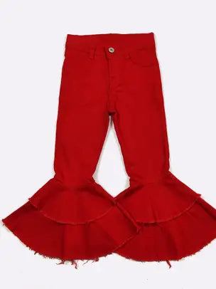 Red Denim Flares