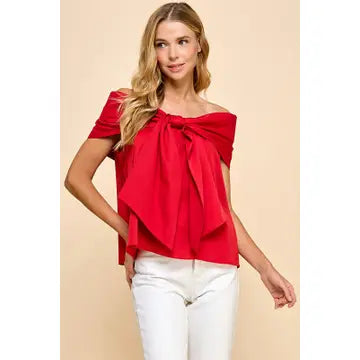 Bow Accented Off the Shoulder Top