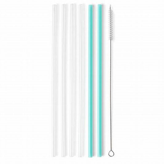 Clear + Aqua Reusable Straw Set