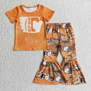 Baby Girls Orange Football Bell Pants Clothes Sets