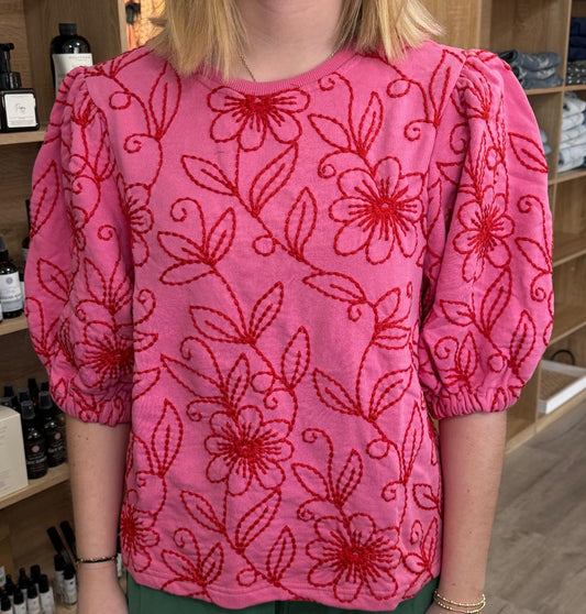 FLORAL VINES KNIT TOP