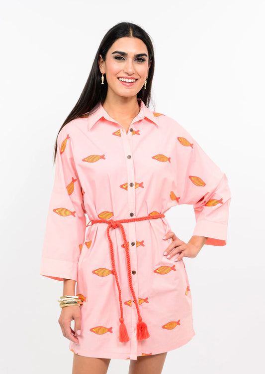 Embroidered Fish ShirtDress