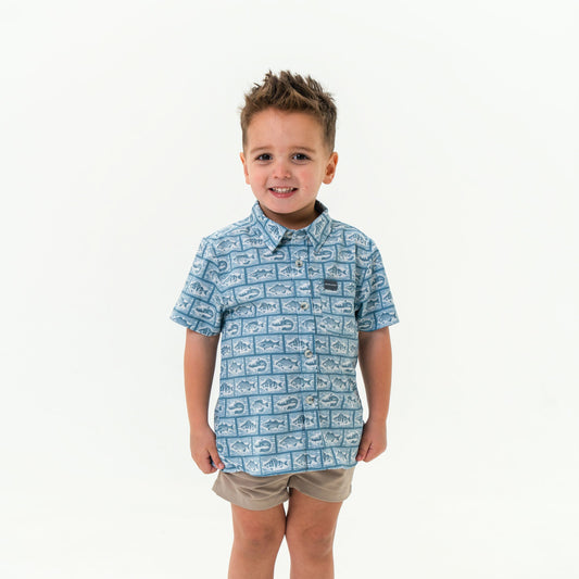 YOUTH PERFORMANCE FISH BUTTON UP