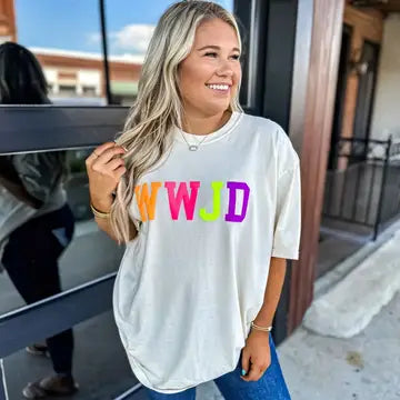 Wwjd Neon Puff Letter Graphic Tee